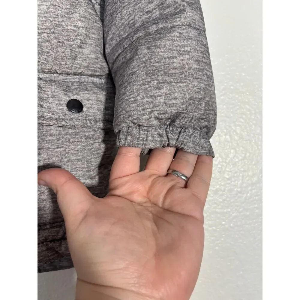 Baby Gap Toddler 4 Years Gray Hooded Puffer Jacket Button & Zip Removable Hoodie